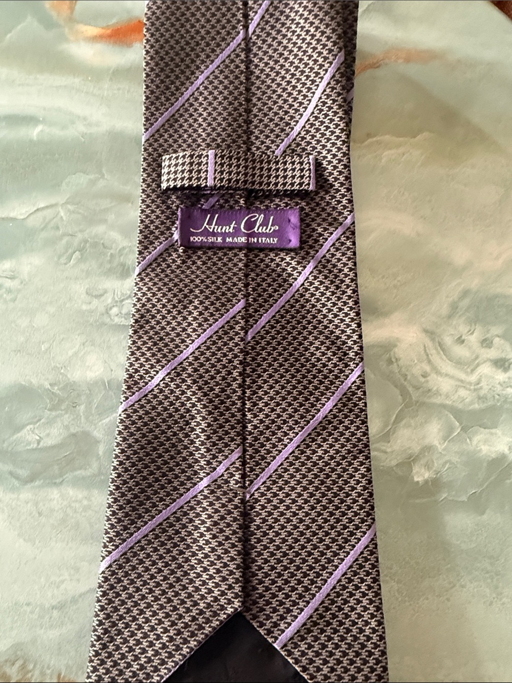Hunt Club Gray Tie with Lavender Stripe Accent